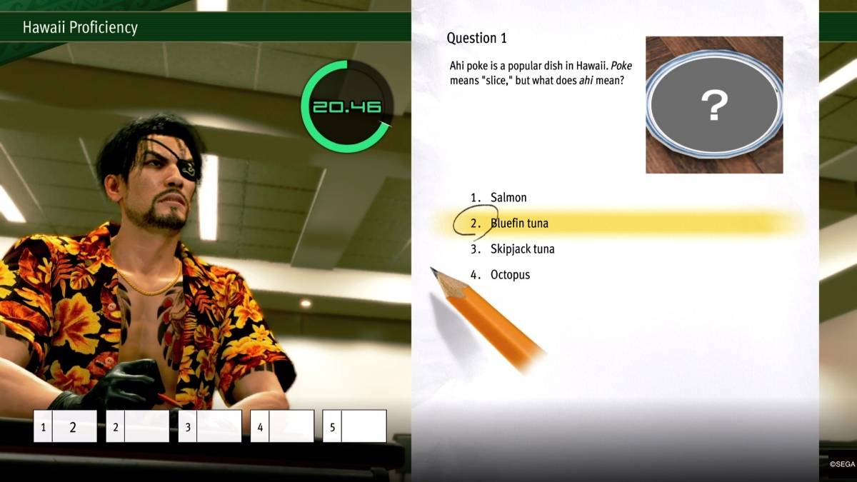 LAD: Pirate Yakuza in Hawaii Gameplay che mostra una delle risposte della scuola professionale di Ounabara alla competenza delle Hawaii