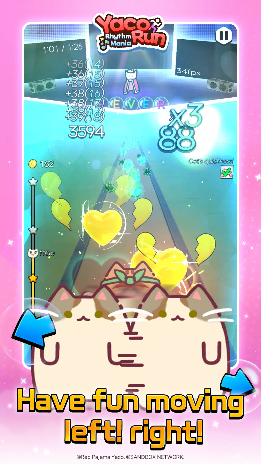 Yaco Run Rhythm - Cat SnackBar Screenshot 0