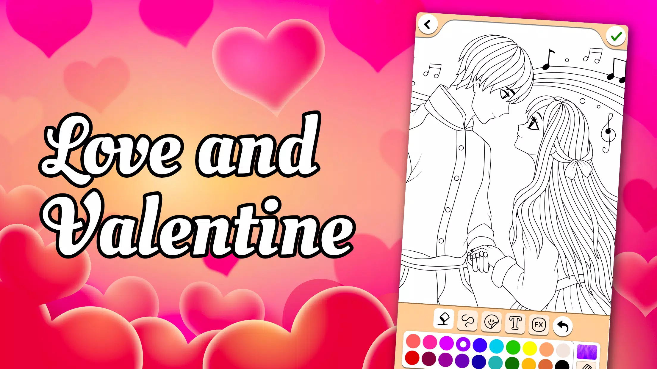 Valentines love coloring book Tangkapan skrin 0