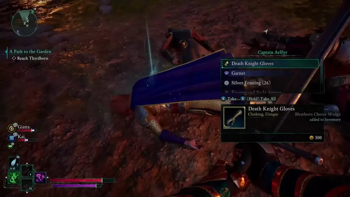 The Death Knight Gloves & other rewards for killing Captain Aelfyr in Avowed