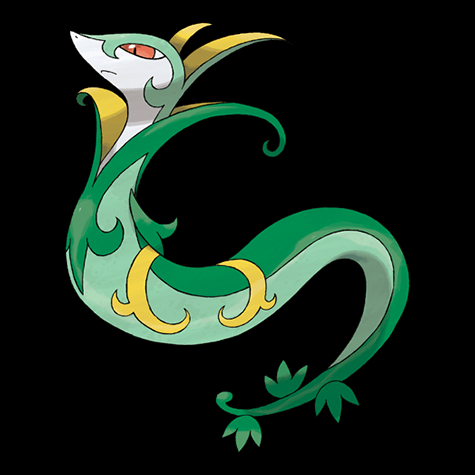 Serperior in Pokemon Scarlet & Violet as part of an article about Quaquaval 7-Star Tera Raid.