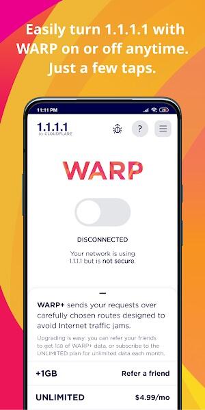 1.1.1.1 + WARP: Safer Internet Скриншот 3