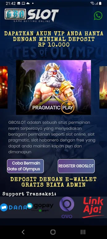 GBOSLOT : Slot Pragmatic Play Captura de pantalla 1