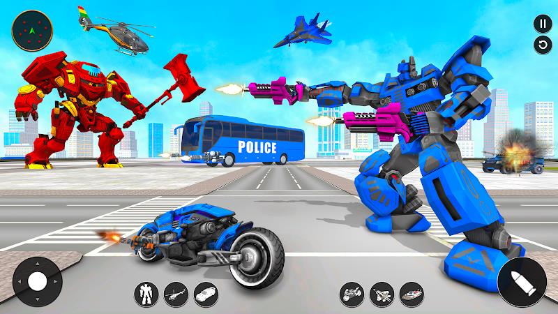 Police Bus Robot Bike Games Tangkapan skrin 3