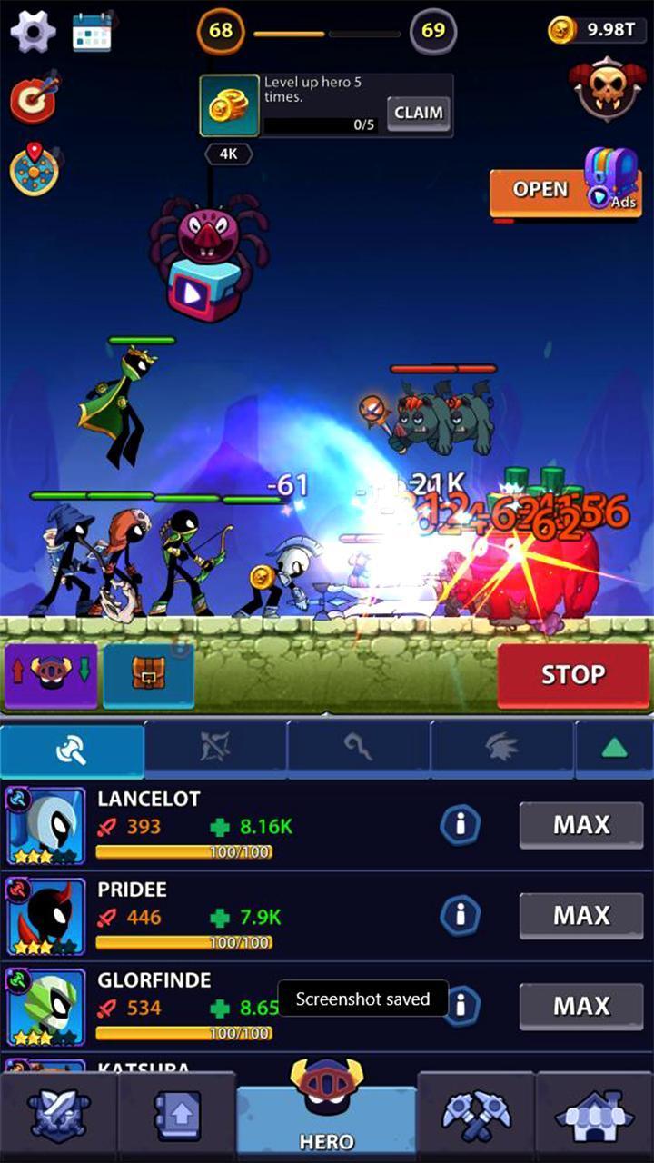 Idle Stickman Heroes: Monster ภาพหน้าจอ 0