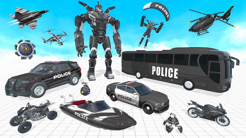 Police Bus Robot Bike Games Скриншот 2