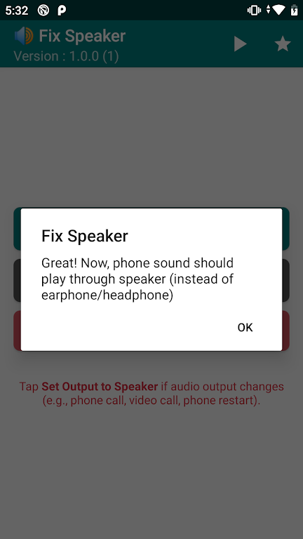 Schermata Fix Speaker - Disable Earphone 1