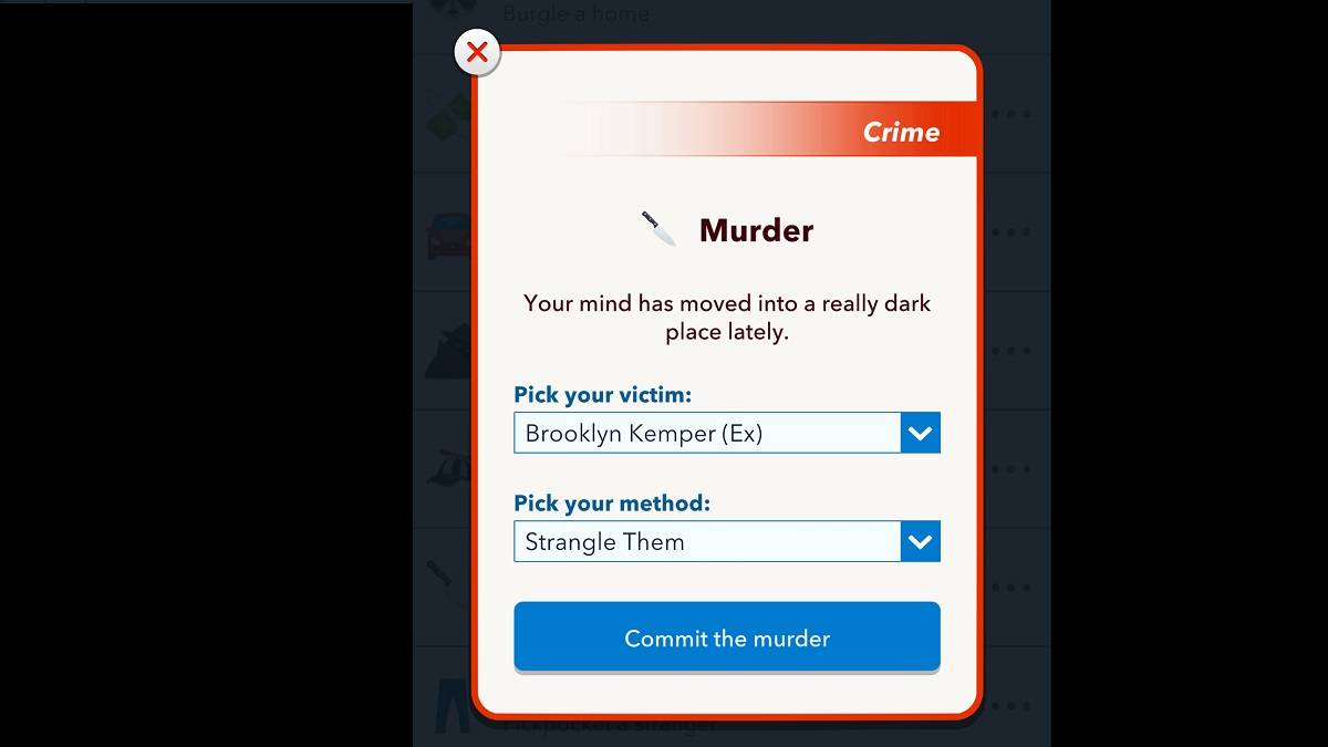 Bitlife bóp cổ họ tùy chọn giết người