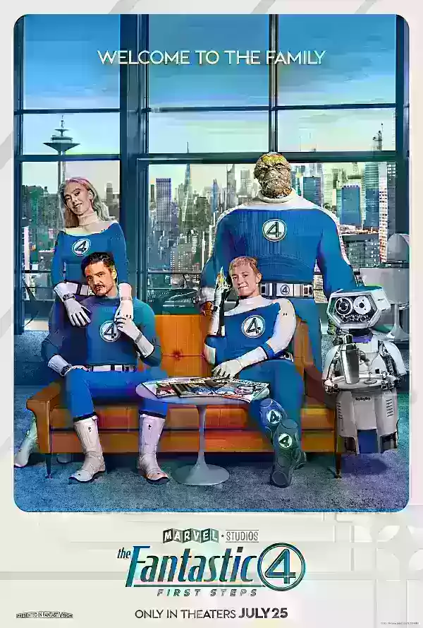 Srebrny surfer oświetlony w fantastycznej przyczepie Four wśród zagrożenia Galactus