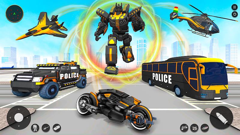 Police Bus Robot Bike Games Скриншот 1