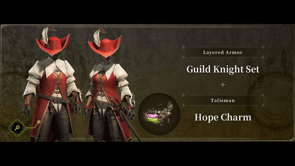 Предварительный заказ DLC для Monster Hunter Wilds, Guild Knight Set and Hope Charm.