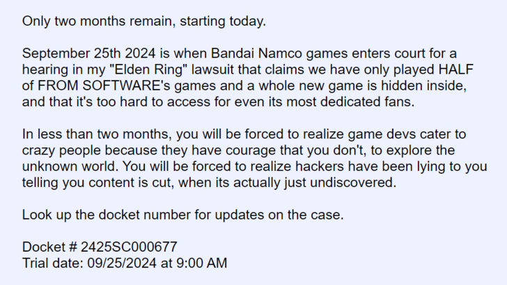 《艾尔登法环》玩家因技术不足无法体验游戏内容提起诉讼