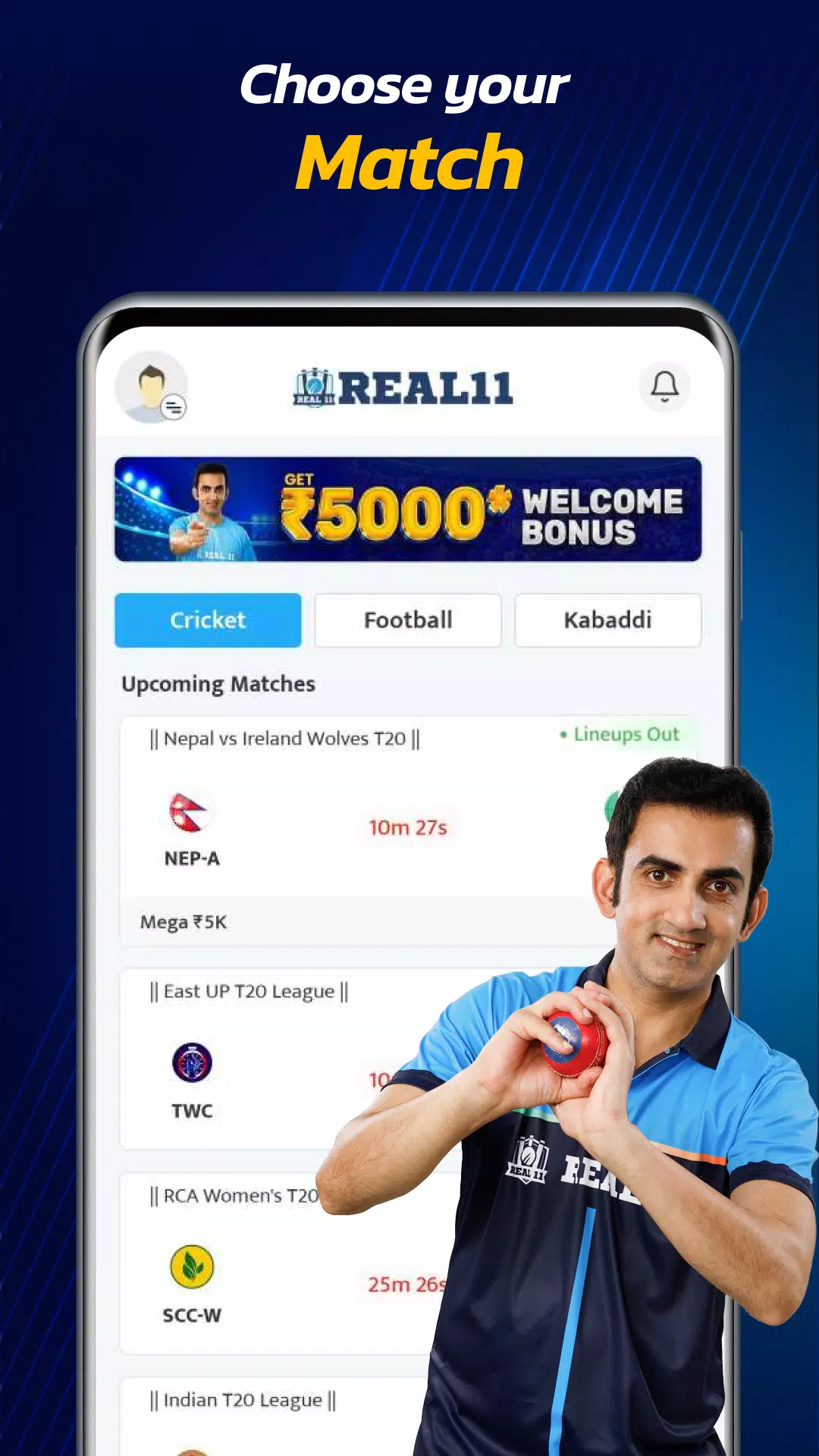 Real11: Play Fantasy Cricket Captura de pantalla 3
