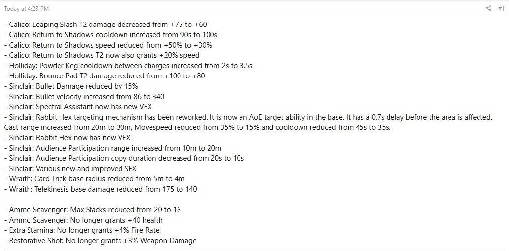 Новое обновление тупика Calico Nerfed Sinclair переработано